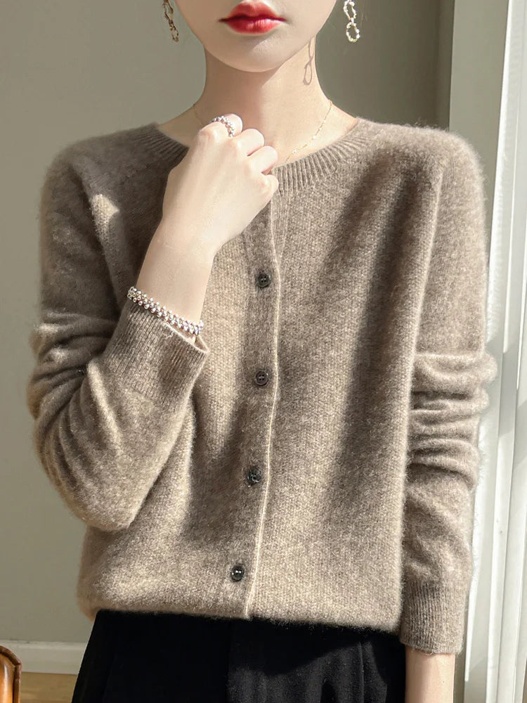 Emmeline Crewneck Wool Cardigan