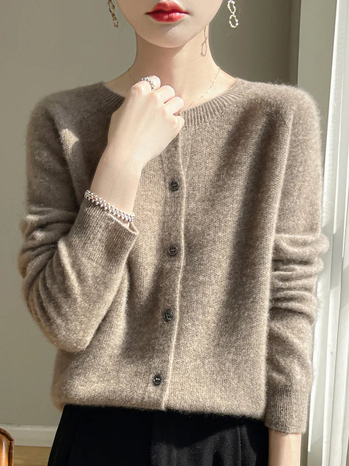 Emmeline Crewneck Wool Cardigan