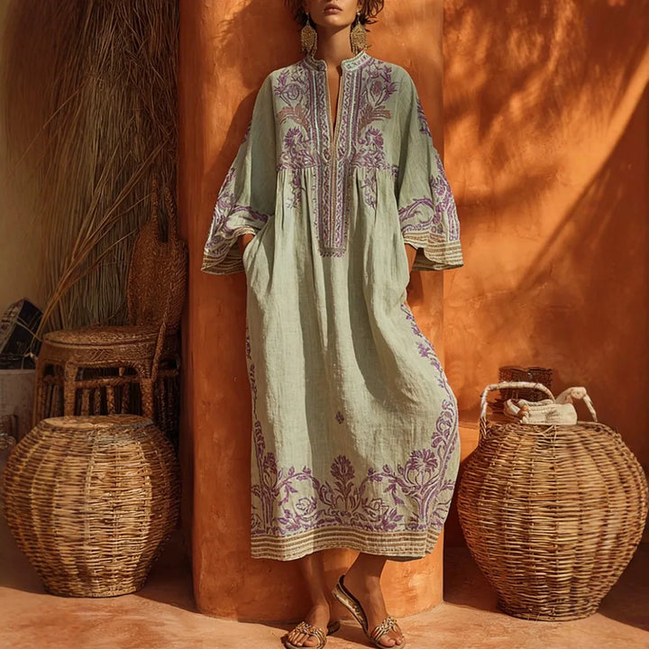 Savannah Bohemian Short Sleeve Maxi Dress