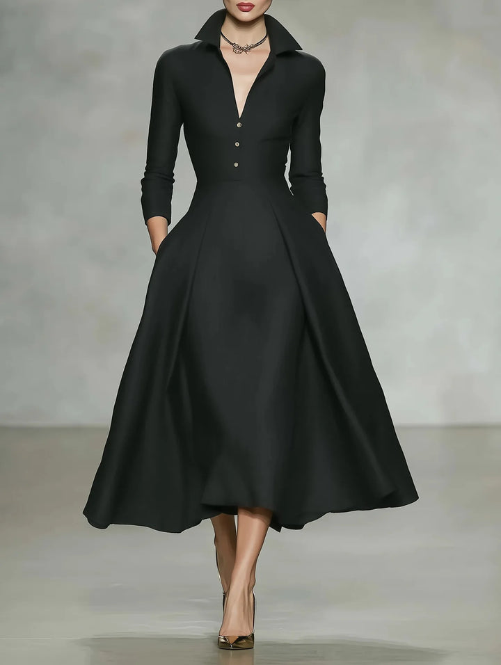 Giovanna Elegant Lapel Midi Dress