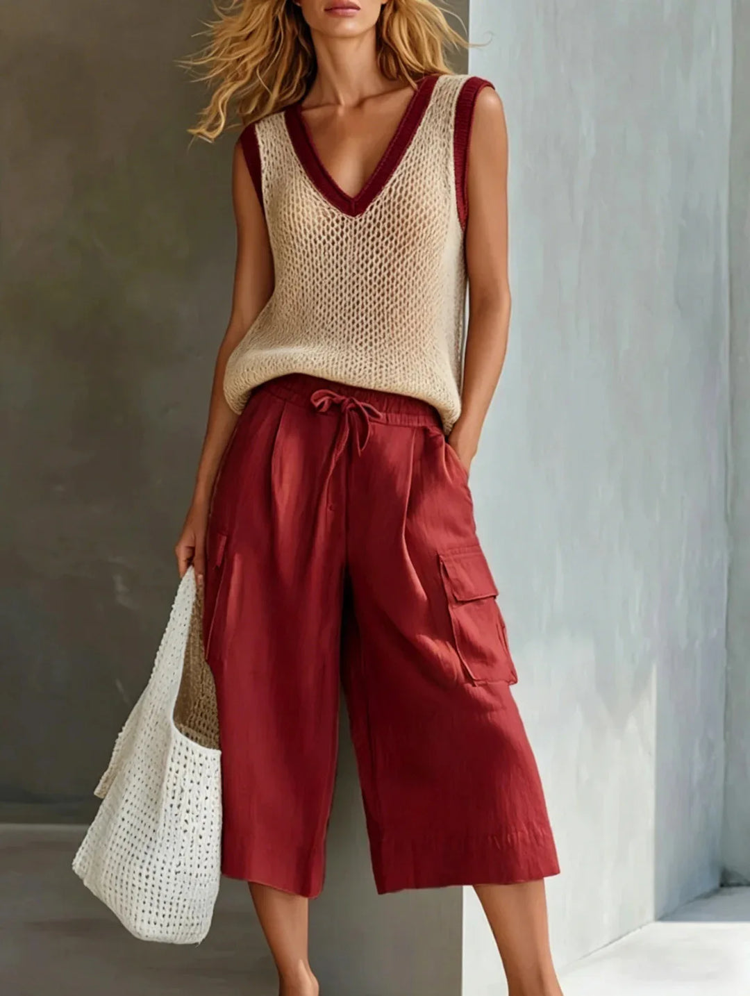 Lena Knit Vest Casual Shorts Set