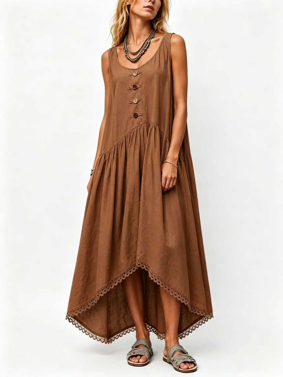 Taylor Flowy Asymmetrical Midi Dress