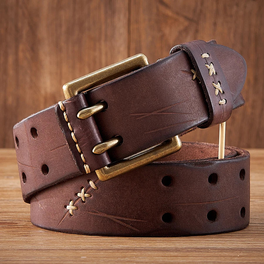 Clyde Rugged Double Prong Leather Belt