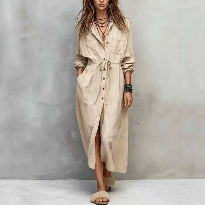 Kendall Button Front Midi Dress