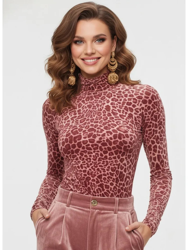 Rosalie Leopard Turtleneck Top