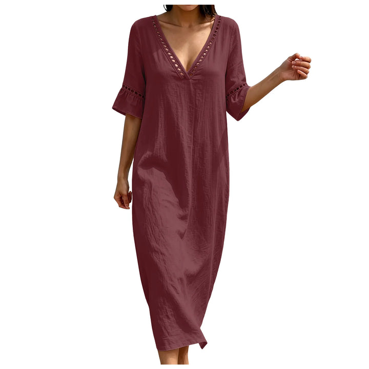 Liora V Neck Casual Maxi Dress