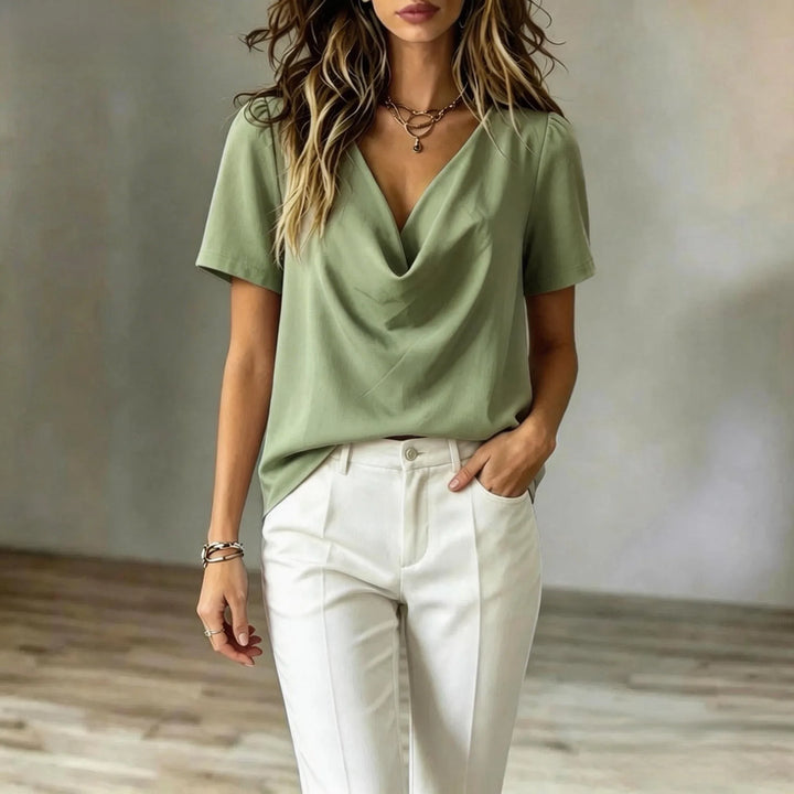 Emilia Short Sleeve Cowl Blouse