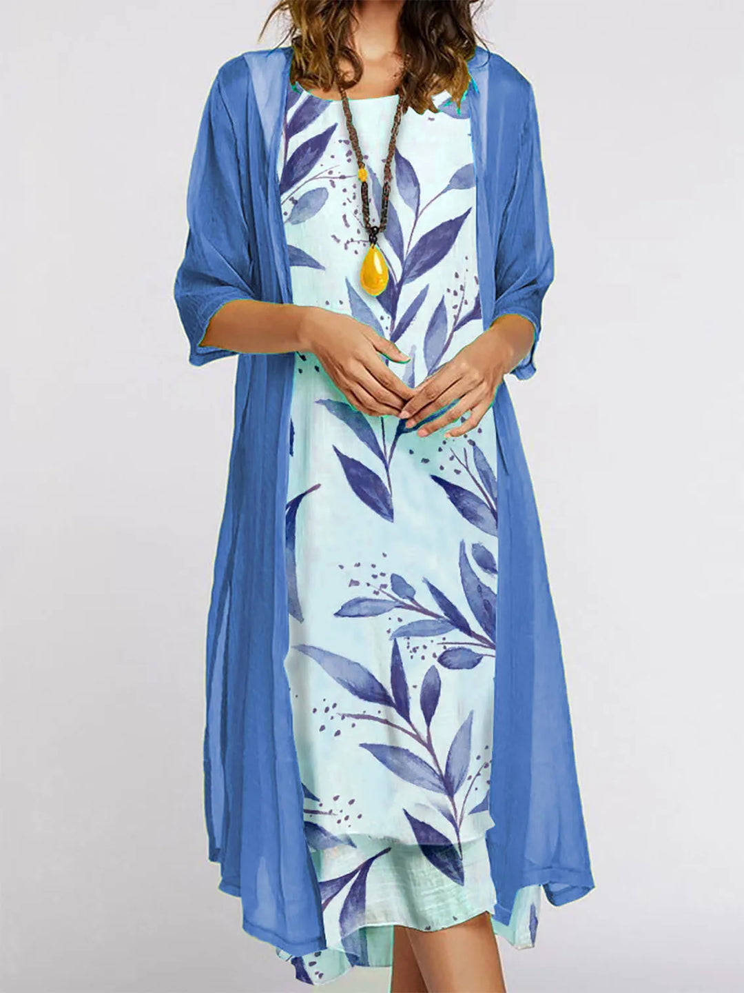 Kia Floral Cardigan Midi Dress