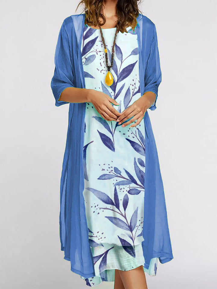 Kia Floral Cardigan Midi Dress