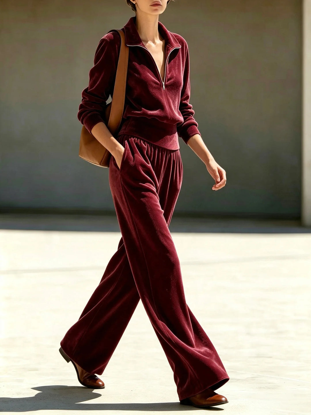 Marisol Velvet Half Zip Tracksuit