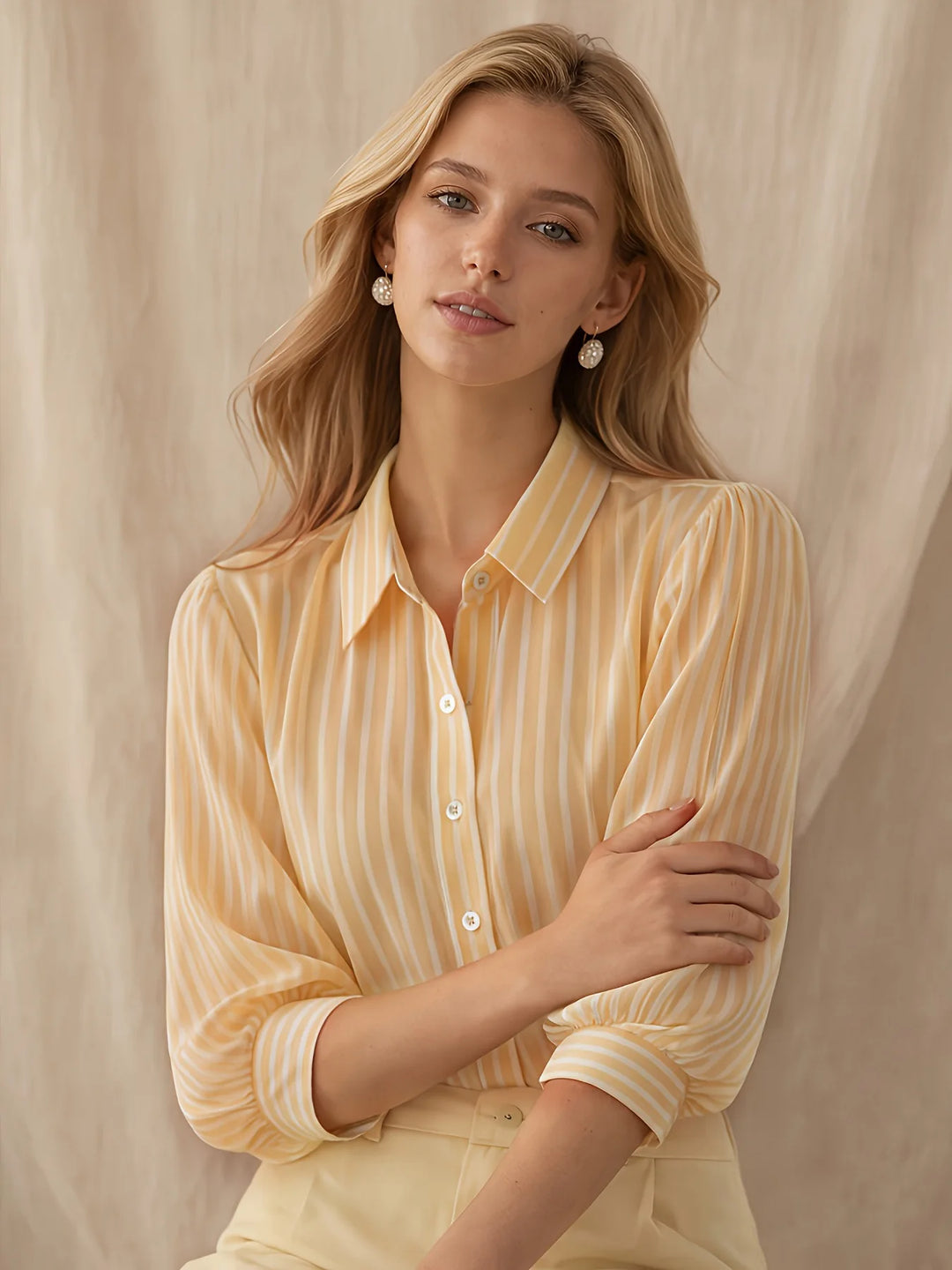 Rosalinda Striped Puff Sleeve Shirt