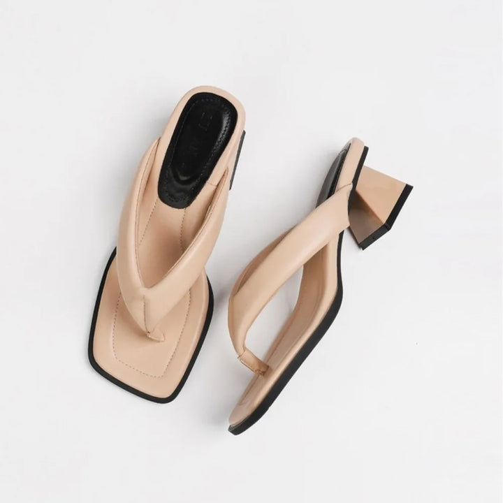 Angela Square Toe Heel Flip Flops
