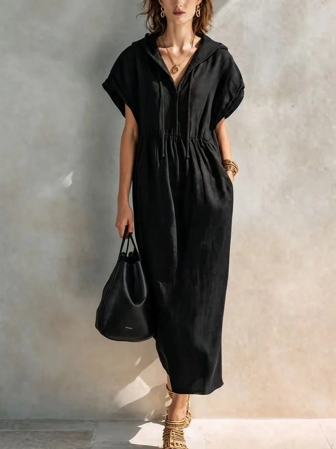 Aviana Casual Hooded Maxi Dress