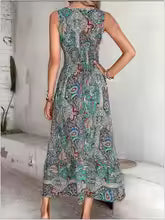 Aubrielle Sleeveless Bohemian Print Midi Dress