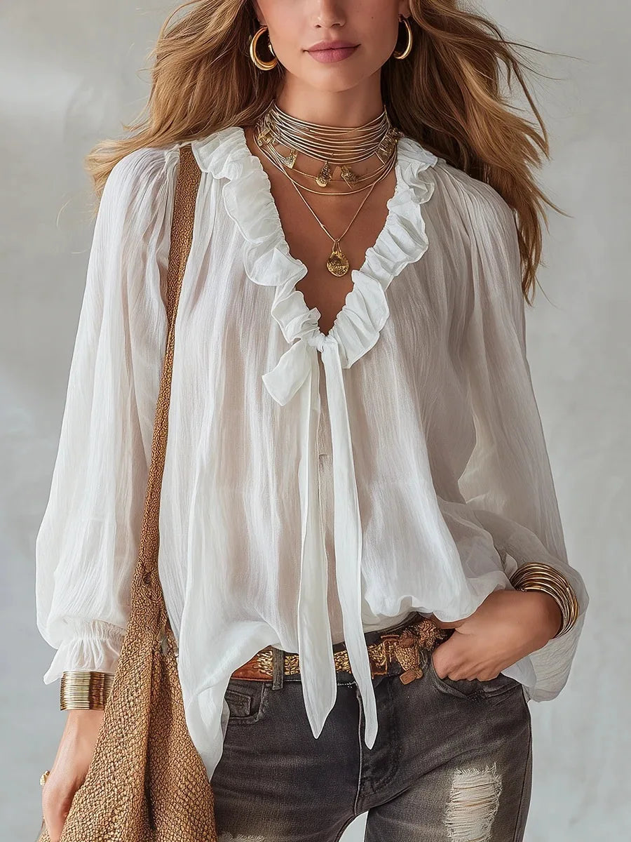 Maribel Lace Up Long Sleeve Top