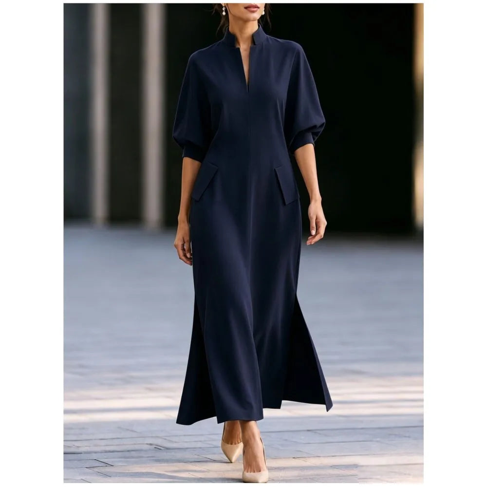 Adeline Stand Collar Maxi Dress