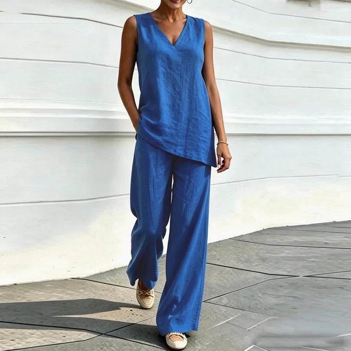 Ruby Sleeveless Blouse and Loose Pants Set
