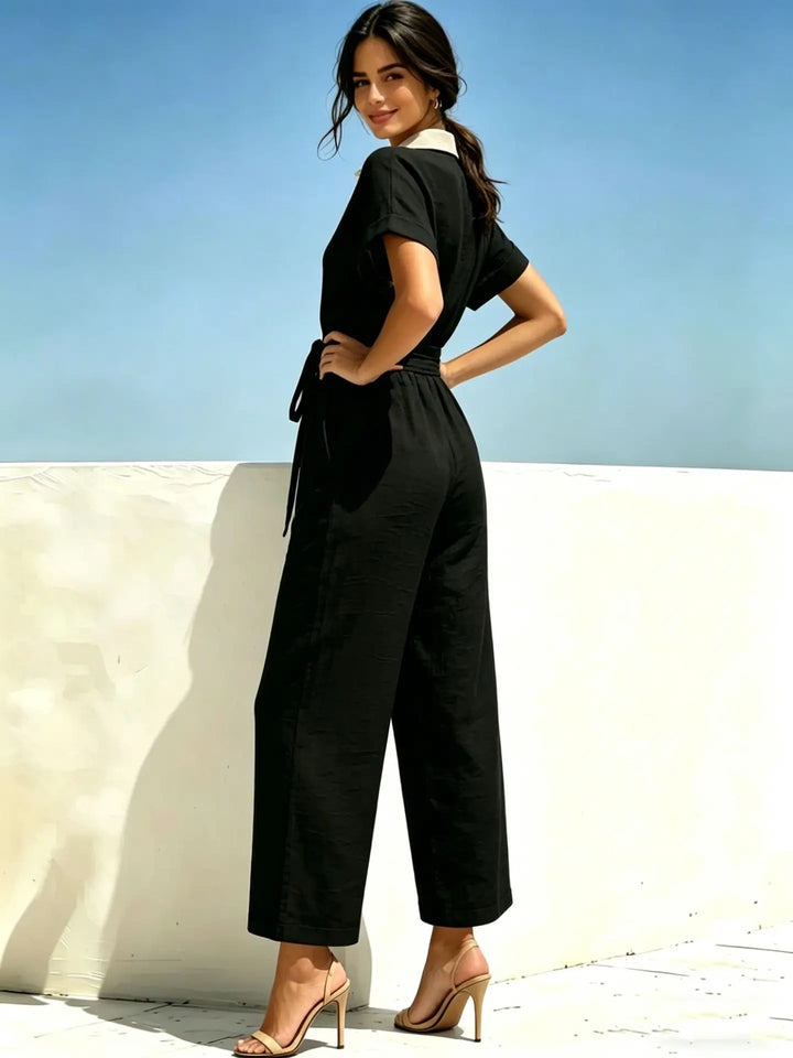 Olivia Belted Short Sleeve Jumpsuit