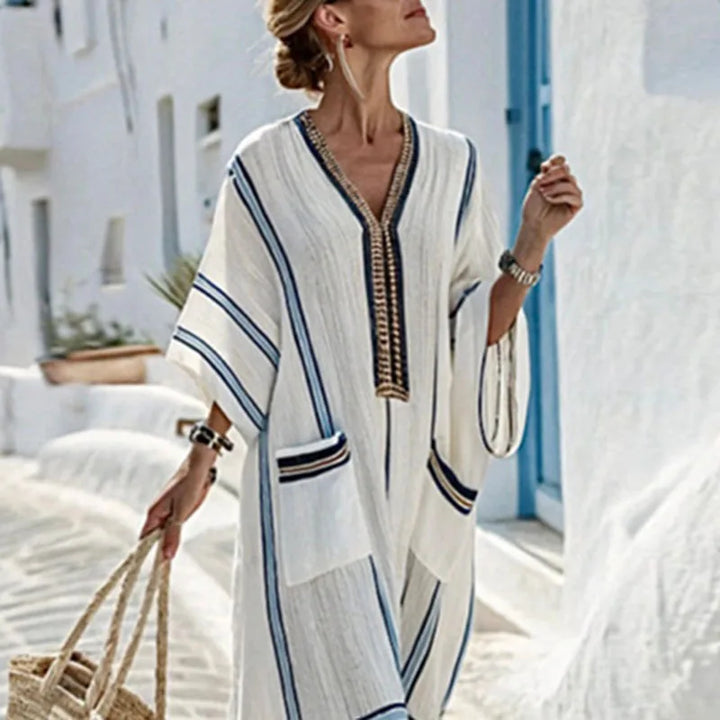 Santorini Striped Kaftan Dress