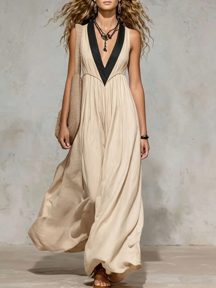 Christina V Neck Flowy Maxi Dress