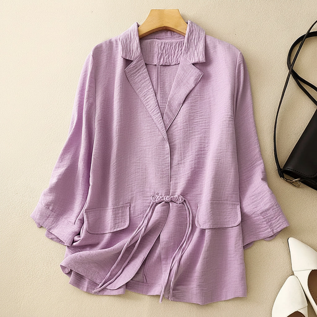 Amelie Drawstring Linen Blazer