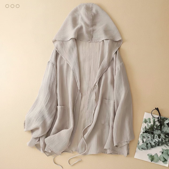 Sylvie Hooded Linen Cardigan