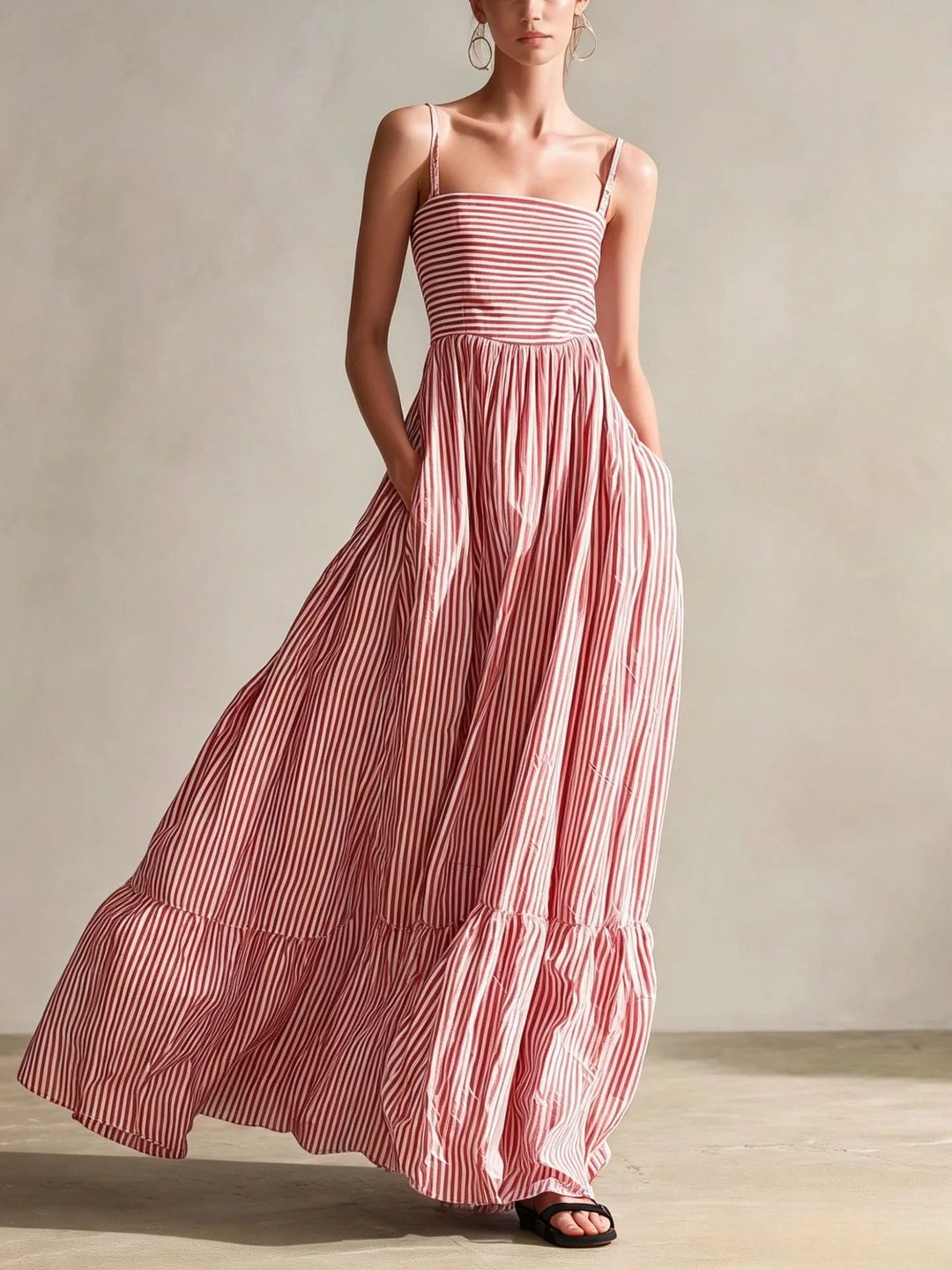 Cassidy Striped Tiered Maxi Dress