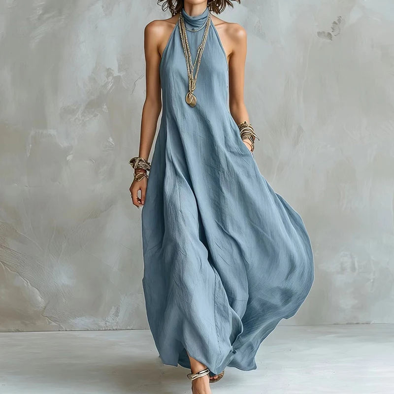 Evelyn Halter Flowy Maxi Dress