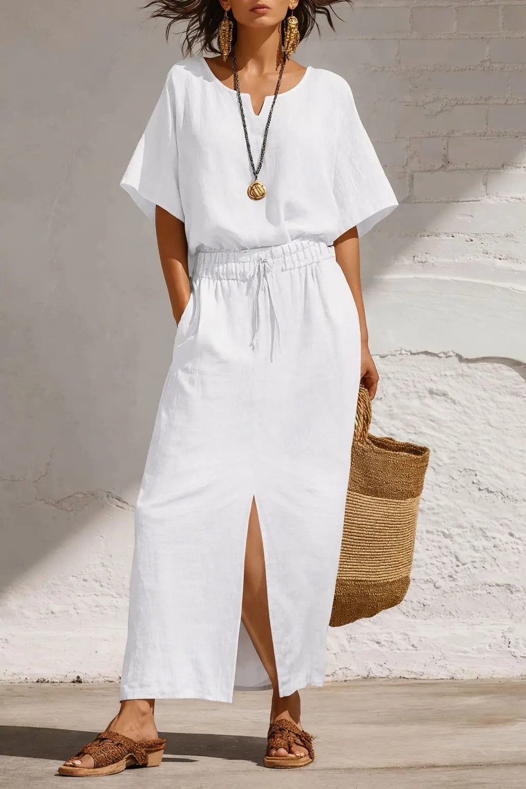 Marisol Sophisticated Split Skirt Boho Set