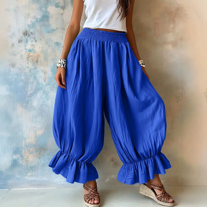 Samantha Ruffle Hem Linen Trousers