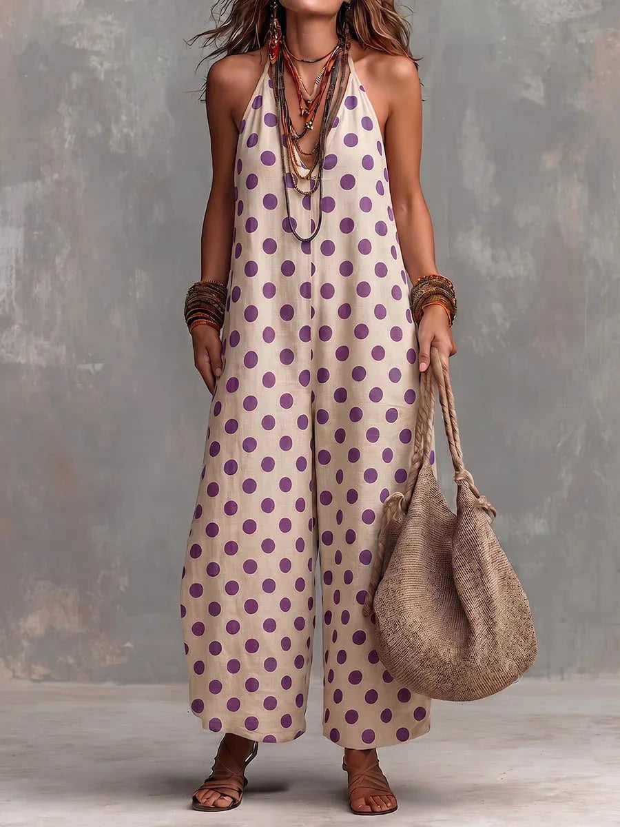 Serena Boho Polka Dot One Piece Jumpsuit