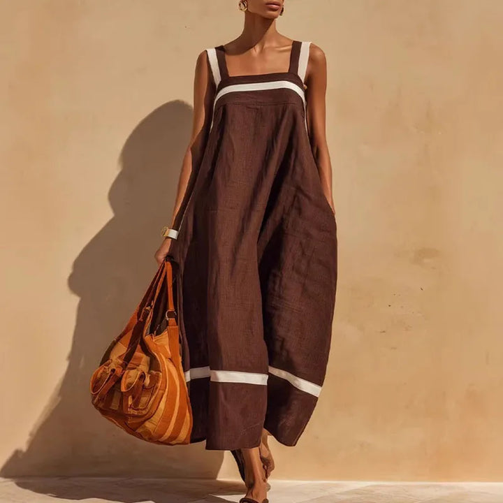Cherry Color Block Maxi Dress