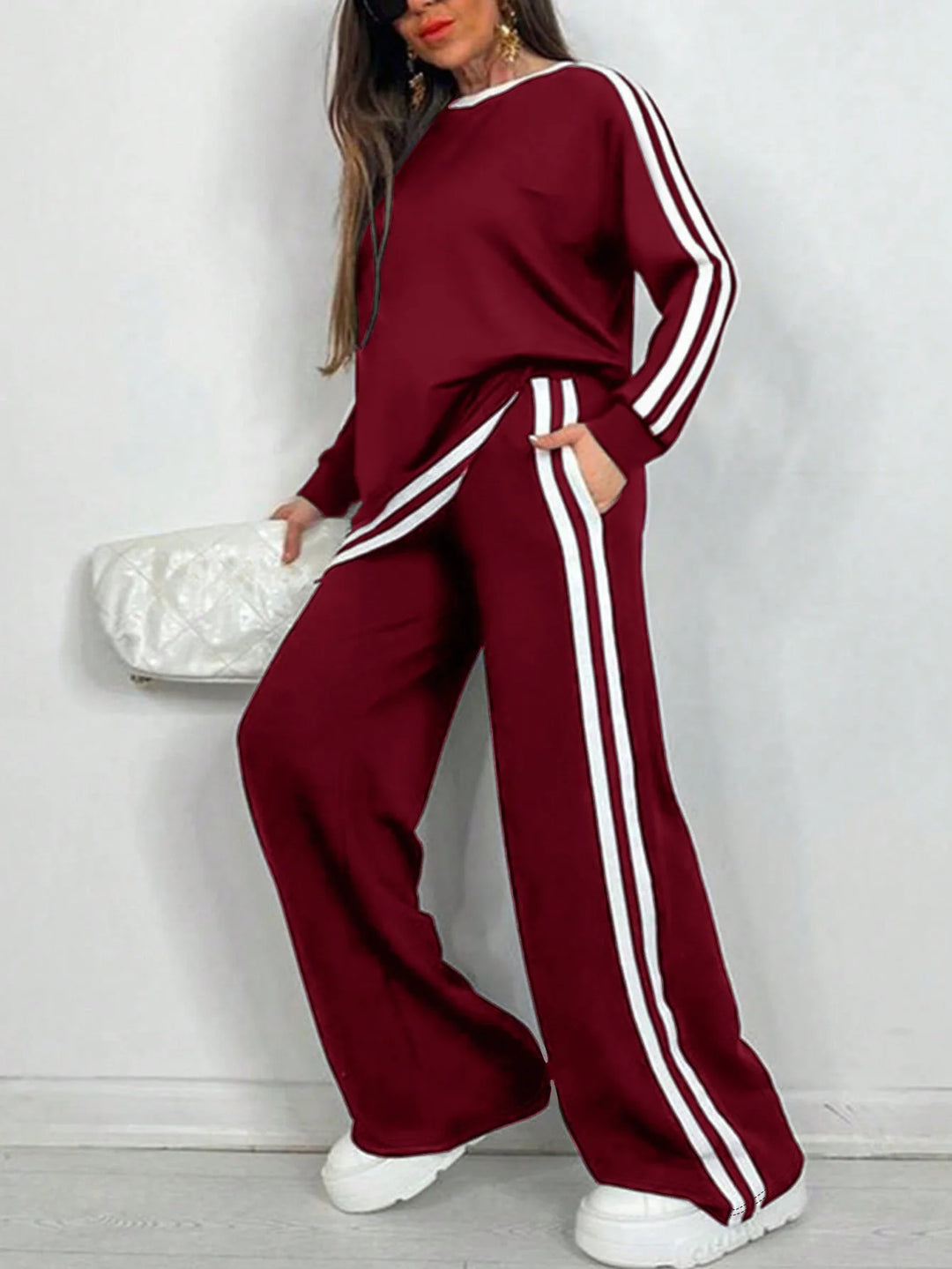 Milda Sports Stripe Lounge Set