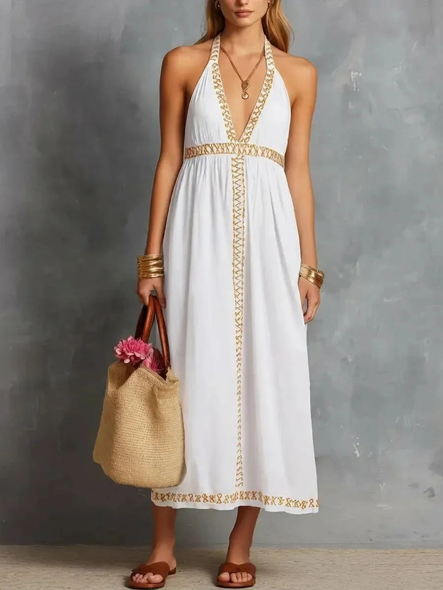 Emma Sleeveless V Neck Maxi Dress