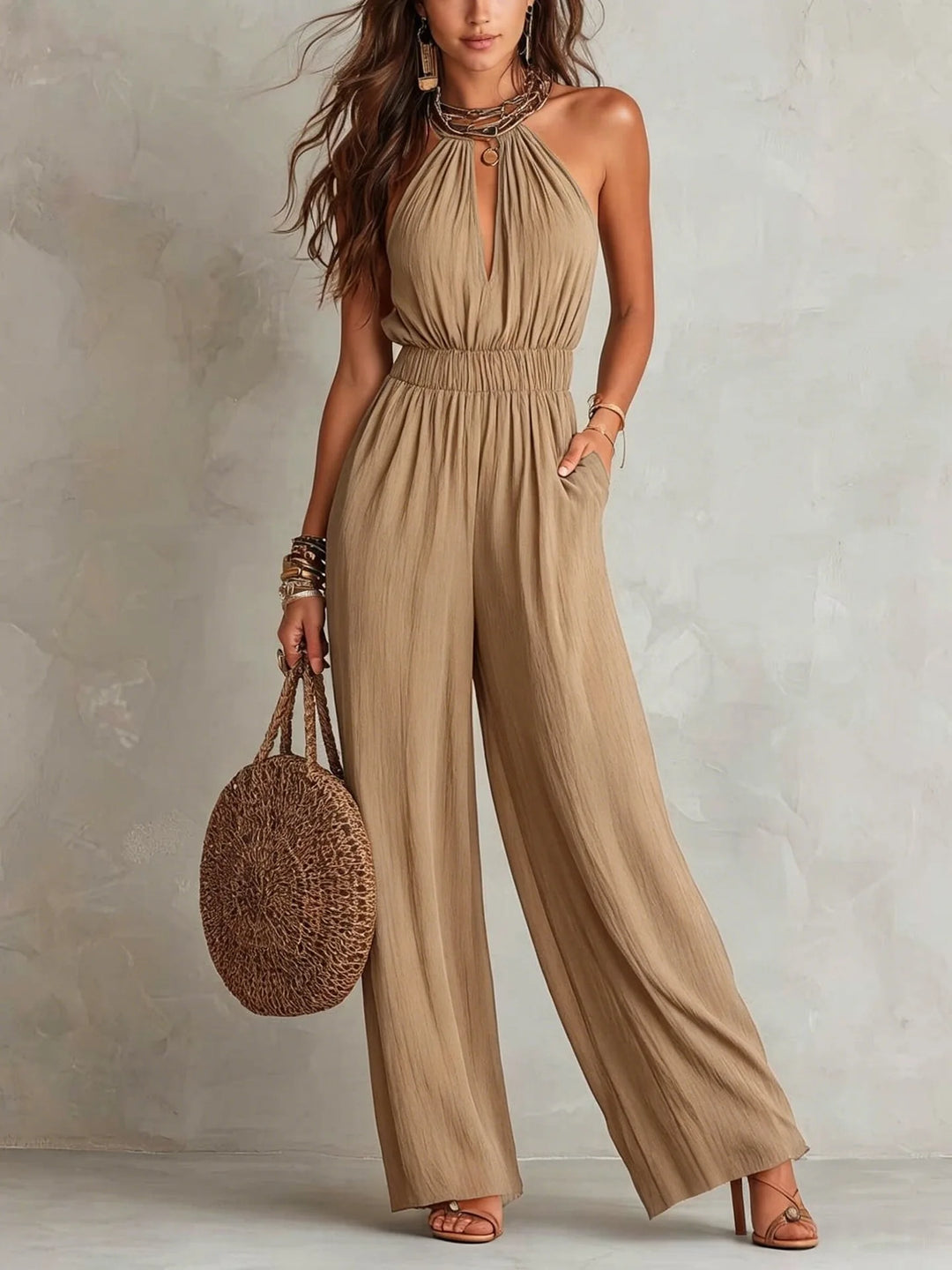 Delphine Halter Wide Leg Jumpsuit