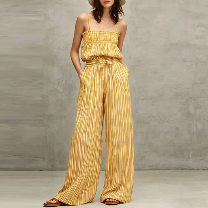 Quinn Striped Smocked Wide Leg Pants Set