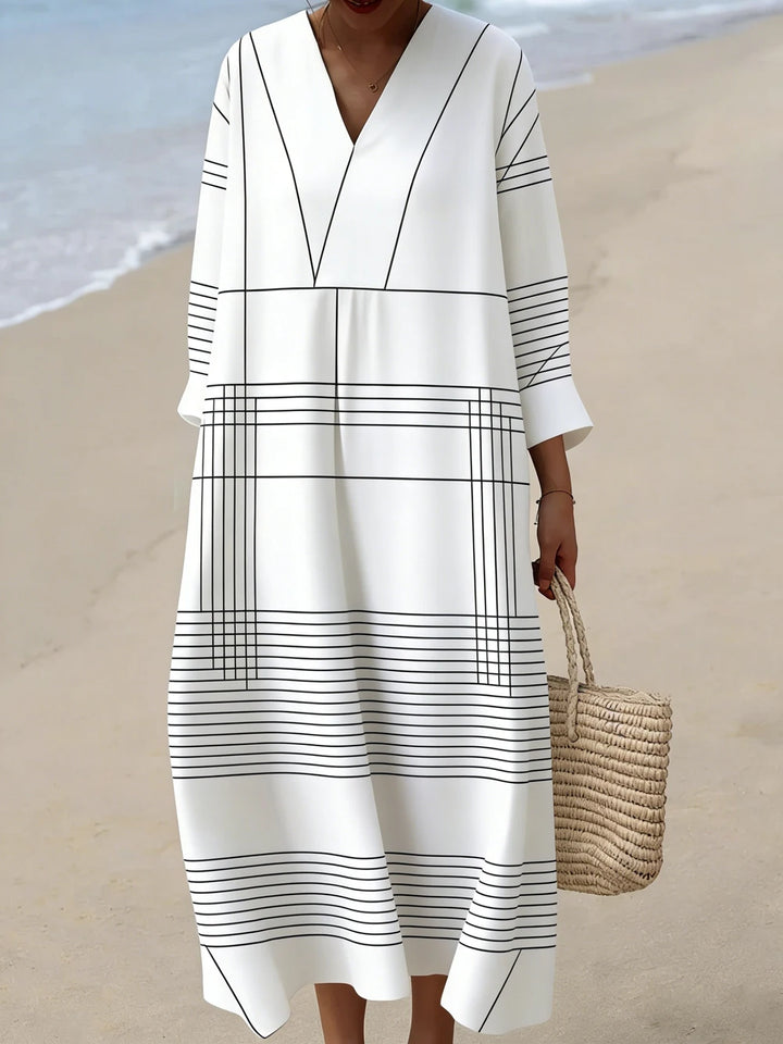 Delaney V Neck Plaid Midi Dress