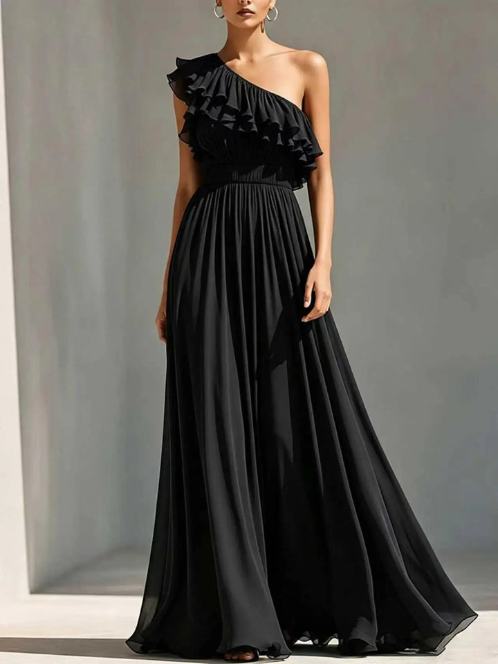 Arabella One Shoulder Pleated Wedding Guest Dress