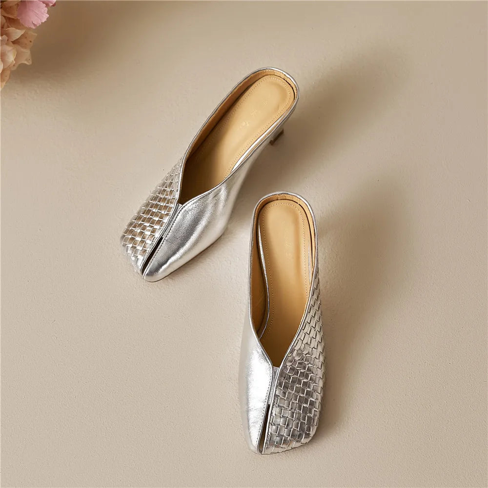 Lucia Woven Leather Heels
