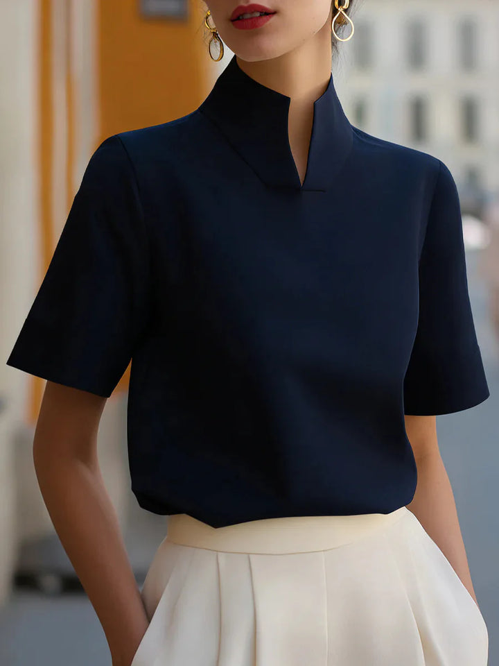 Natalie Structured Stand Collar Blouse