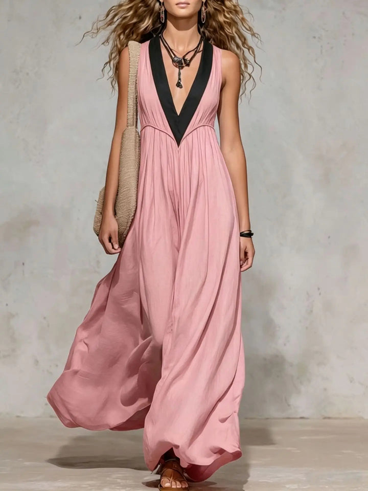 Christina V Neck Flowy Maxi Dress