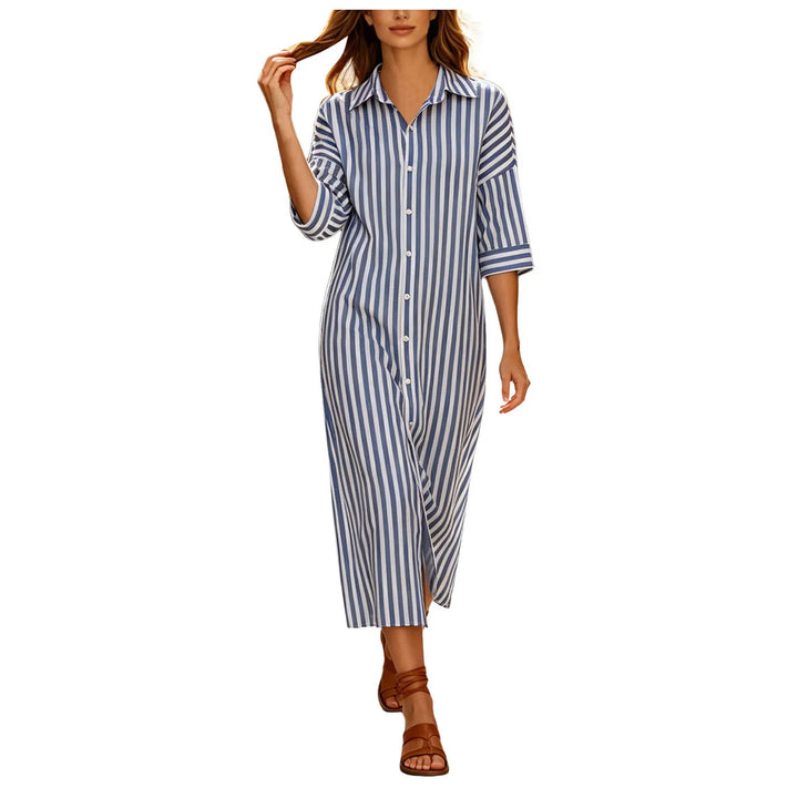 Caroline Striped Midi Shirt Dress