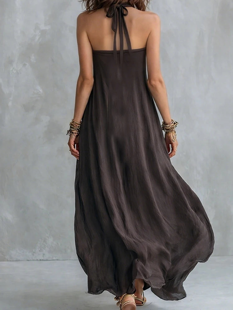 Evelyn Halter Flowy Maxi Dress