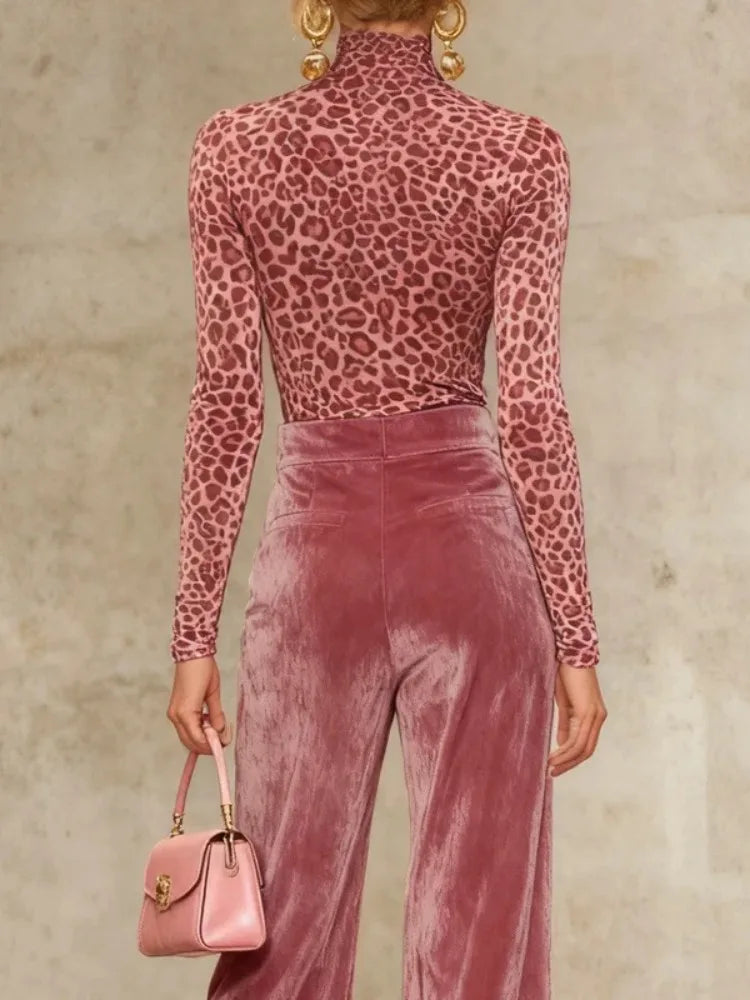 Rosalie Leopard Turtleneck Top