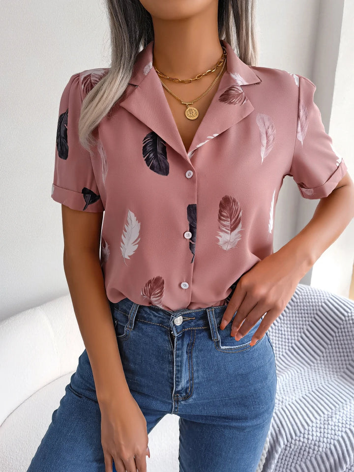 Sandra Feather Print Blouse