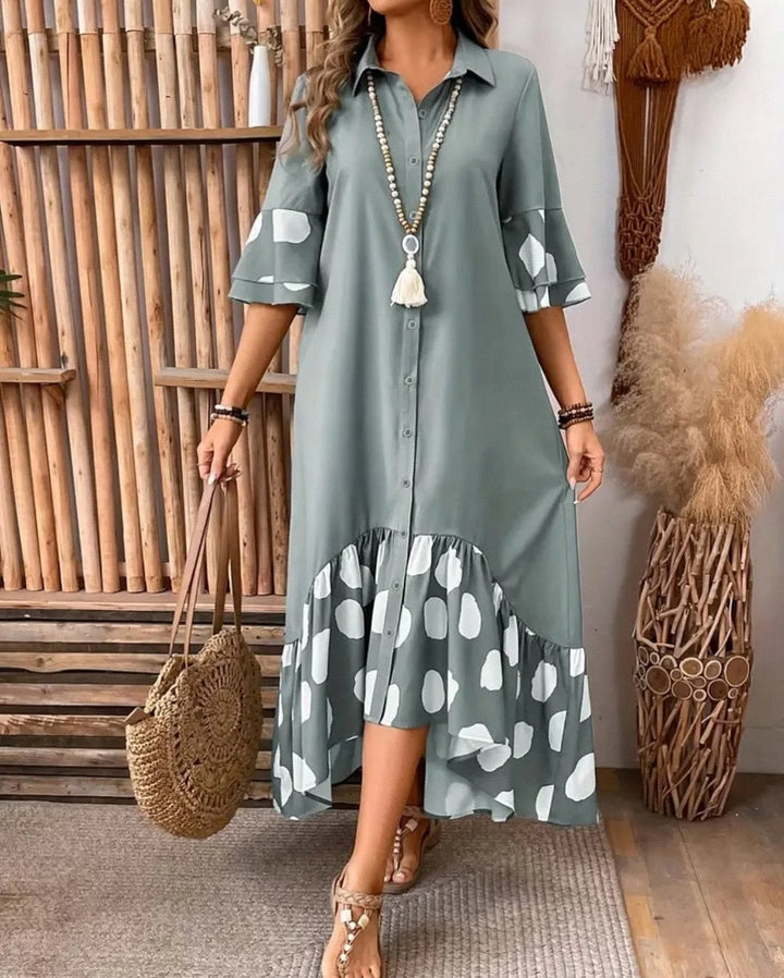 Paige Elegant Chic Polka Midi Dress