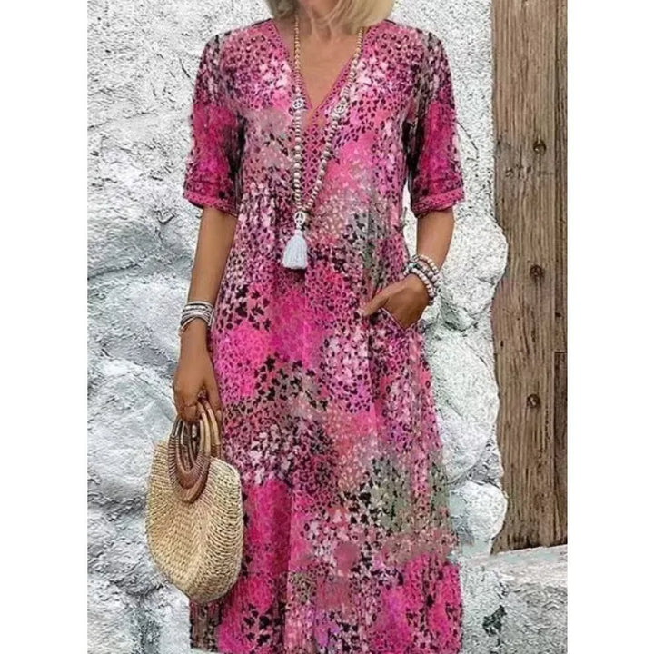 Delaney Boho Printed Midi Dress