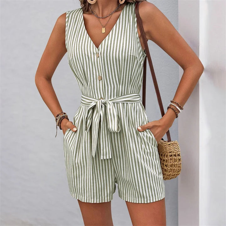Bailey Striped Tie Waist Romper