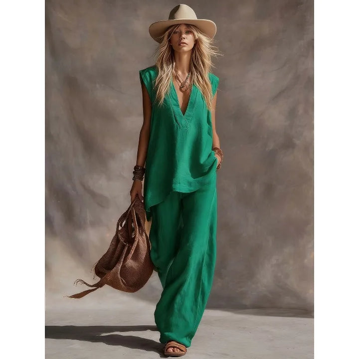Madelyn V Neck Summer Matching Set