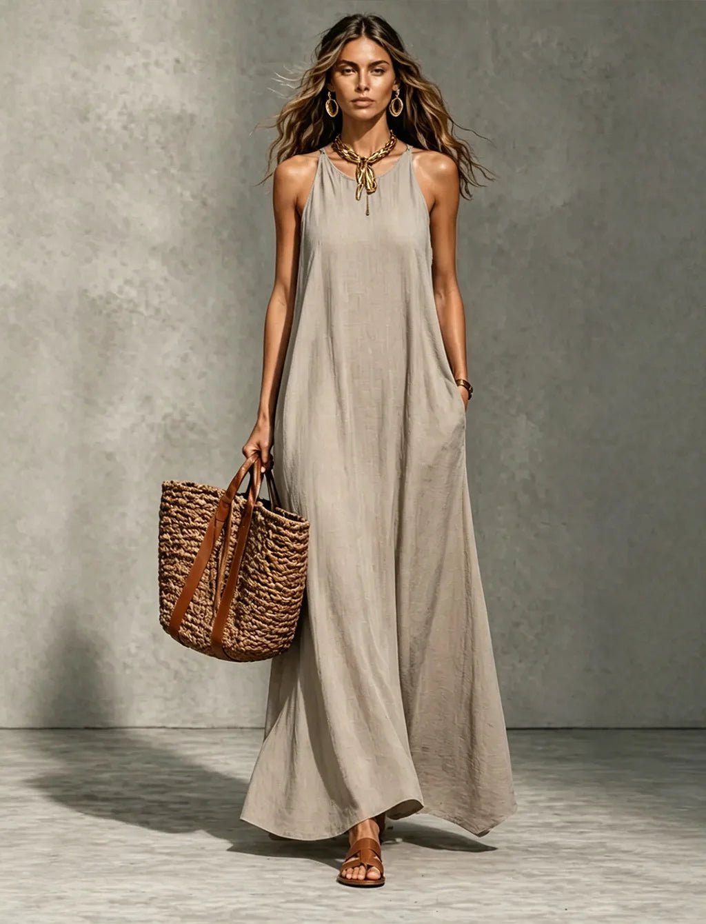 Isolde Pocket Linen Maxi Dress